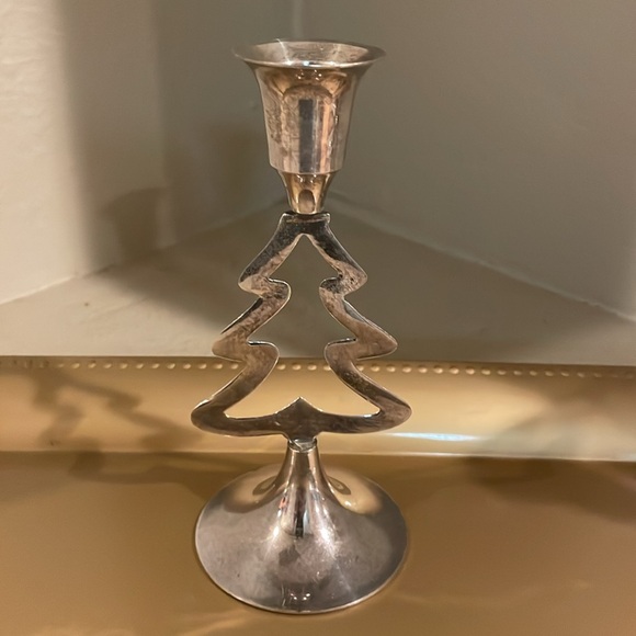 International Silver Company Silver Christmas Tree Candlestick Holder Set - Picture 9 of 12